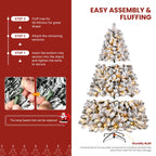 SHareconn 7ft Snow Flocked Spruce Pre-lit Artificial Christmas Tree, White