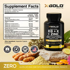 Vitamin D, K2, K1, Zinc, Quercetin, Elderberry, Turmeric, Ginger & Echinacea Whole Food Supplement 8 in 1- D3 5000 IU Plant-Based from Lichen, Vitamin K (K2 MK7, MK4, K1), D3 K2 Vitamins -120 Capsules