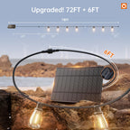 addlon 78FT(72+6) Solar String Lights Outdoor, Waterproof Solar Powered Outside Lights with Remote & USB Port, ST38 LED Shatterproof Bulbs, Dimmable Solar Light for Camping Backyard Porch
