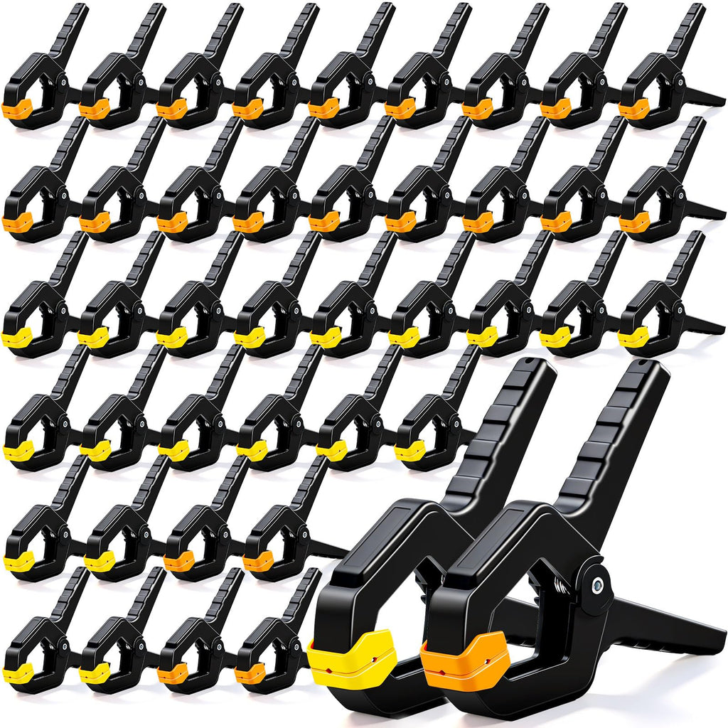 50 Pack Spring Clamps, Heavy Duty Plastic Woodworking Clamps & Multi-Use Hanging Clips for Balloon Arch Clips, Tarp Clips & Backdrop Holder, Durable Hand Tool Kit, 2 Colors
