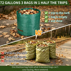 Maziloxe 3Pack 72Gal Tear-Resistant Reusable Yard Waste Bags with Gloves