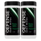 Defense Soap All Natural Peppermint Body Wipes 2PK with Tea Tree Oil | Wrestling, Combat, Camping, Gym, Post Workout Shower Wipes for Men and Women. 40 Count (Pack of 2)