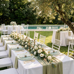 WDF Partyware 350PCS Green Plates Disposable - Sage Green Plastic Plates 50Guests Plastic Dinnerware with Rolled Napkins for Party/Birthday/Spring