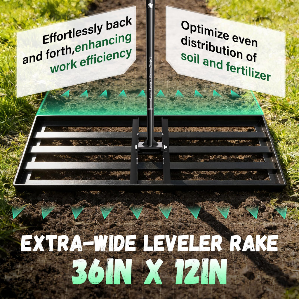 36X12 Lawn Leveling Rake,Lawn Leveler with 78" Long Handle