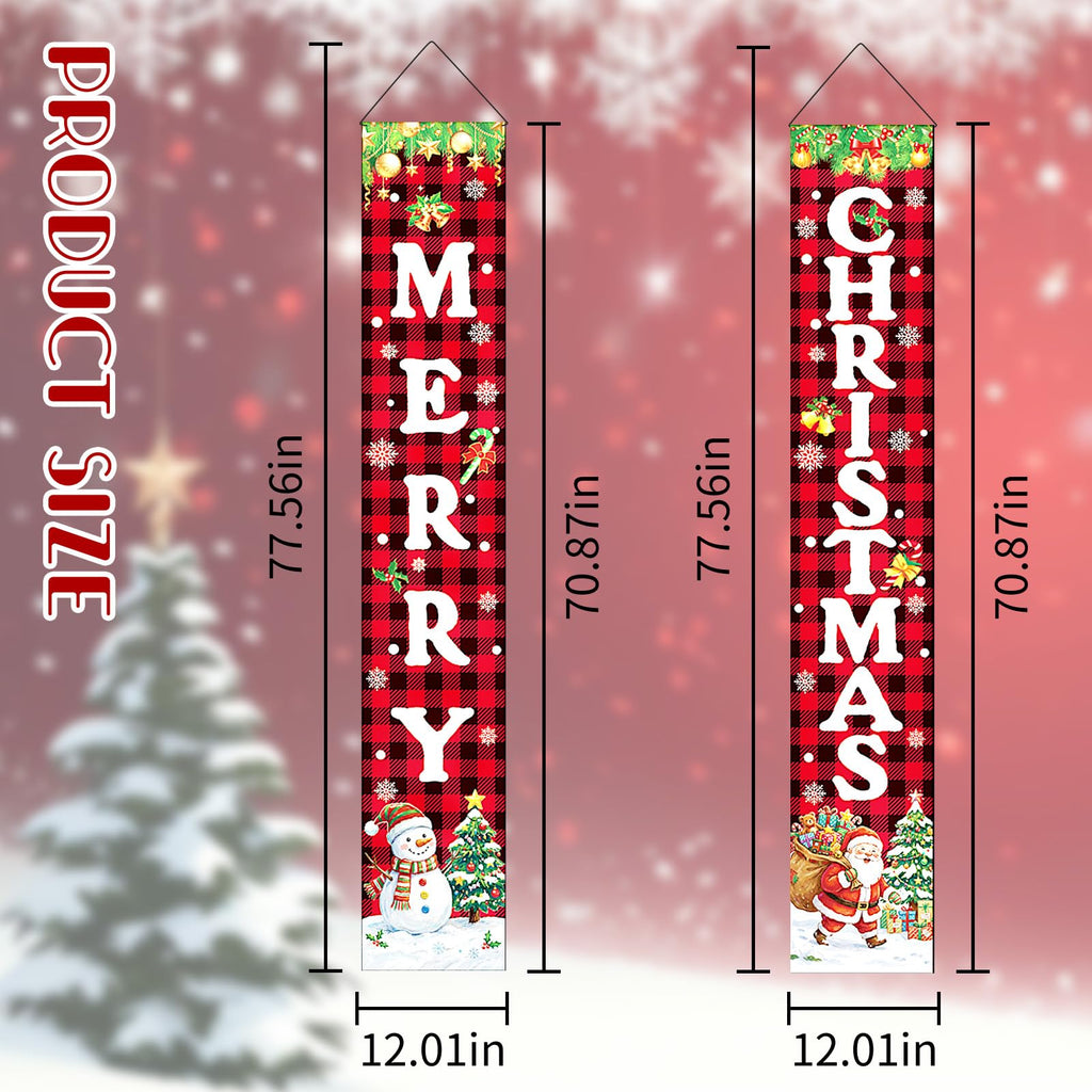 Mrsenloi Christmas Decorations Lighted Banner for Door, Snowman&Santa