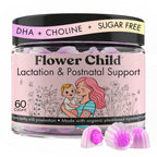 Flower Child Breastfeeding Gummies for Milk Production with Organic Moringa, Milk Thistle, Choline & DHA, Lactation Supplement Postnatal Recovery Vitamins, Fenugreek Free, Vegan, 60 Count