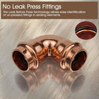 Copper Press Fittings 1/2inch,12PK Copper Coupling 90 Degree Elbow Coupling