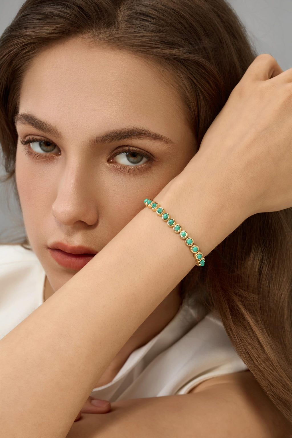 Pearich 14K Gold Filled Turquoise Tennis Bracelets For Women