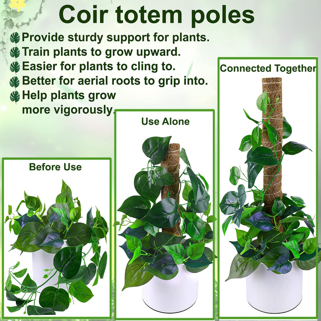 Fabulas Moss Pole 58.7 Inch - Monstera Plant Support 5 Pack, 17.5" and 12" Plant Stakes for Indoor Plants Coco Coir Moss Pole Sticks for Climbing Potted Live Plants, Pothos, Philodendron