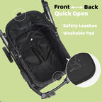 Kicari All-Terrain Dog Stroller for Small to Medium Dogs, Pet Stroller for Dogs & Cats Outdoor Walks, One-Hand Easy Fold, Double-Layer Anti-UV & Waterproof Canopy & Breathable Mesh, Samurai Black