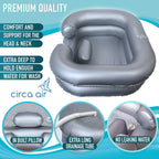 Circa Air Inflatable Hair Washing Basin For Bedridden - Wash Hair In Bed With Shampoo Basin. Portable Shampoo Bowl With Pillow For Extra Comfort. The Perfect Inflatable Sink For Locs Detox