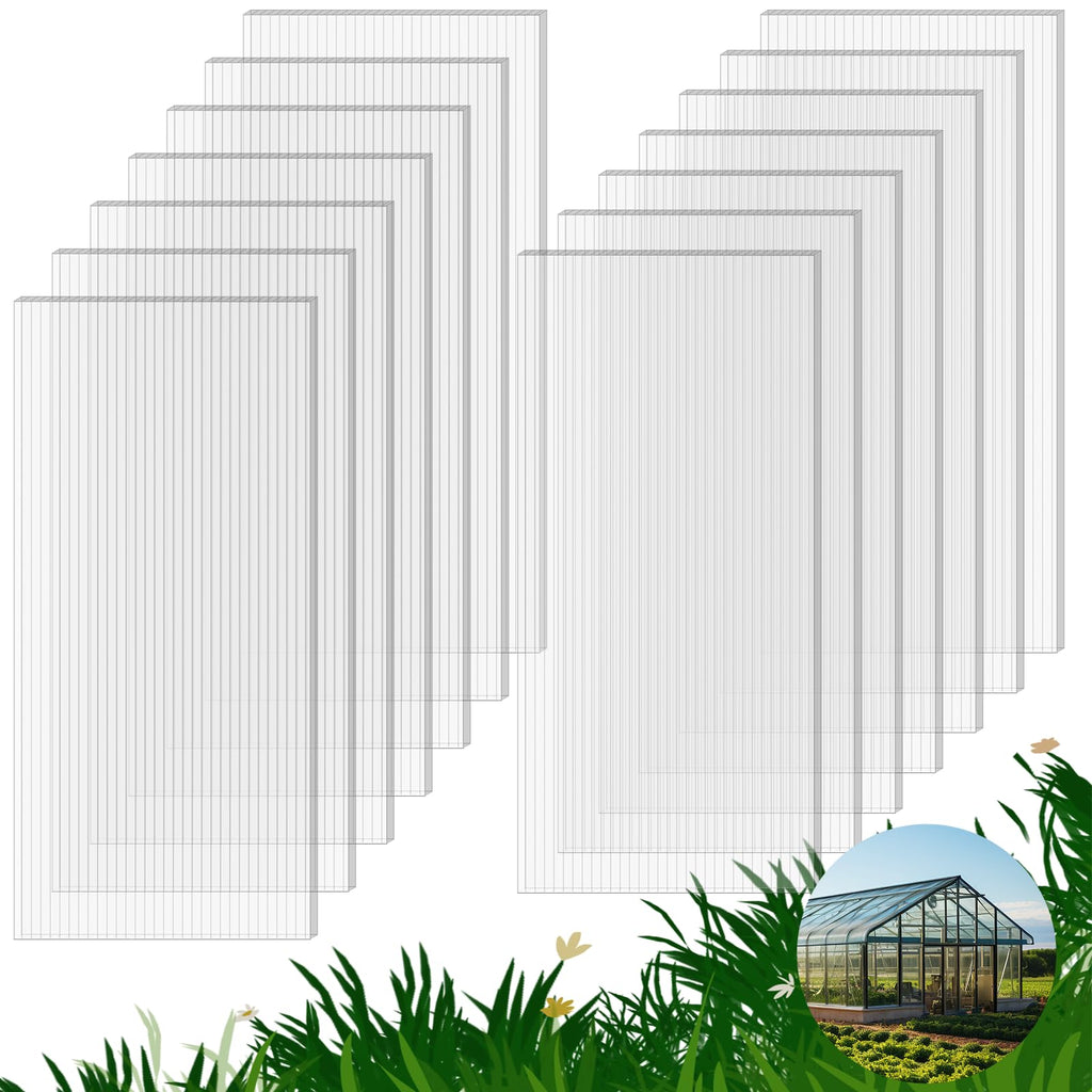 14 Pack Polycarbonate Greenhouse Panels, 4' x 2' x 0.24" Twin-Wall Panels