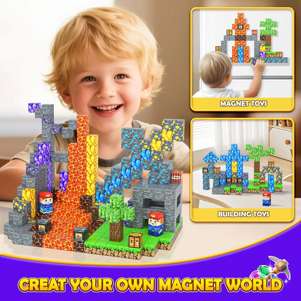 Magnetic Blocks 100PCS Kids Toys Magnetic Building Blocks Sensory Stem Boys Toys Ages 3-5 4-6 5-7 Classroom Must Haves 3 4 5 6 7 8 9 10 Year Old Boy Birthday Gifts