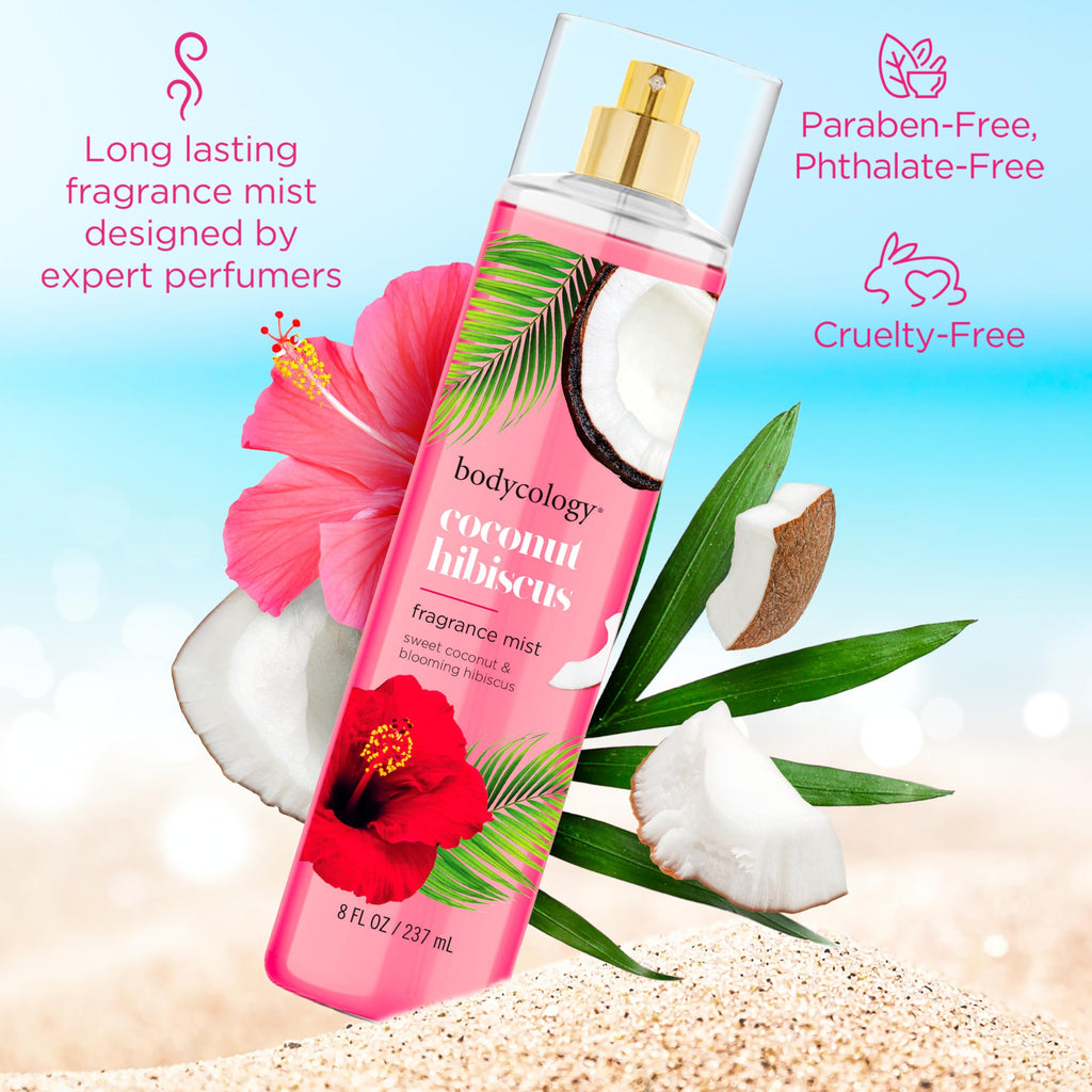 Bodycology Long-Lasting Fragrance Body Mist, Coconut Hibiscus, 8 fl oz