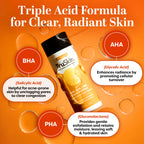 TruSkin BHA Liquid Exfoliant & Toner for Face - Triple Acid AHA BHA PHA Exfoliator with Salicylic, Glycolic Acid & Vitamin C - Improves Look of Tone & Texture, Unclogs Pores, 4.2 fl oz