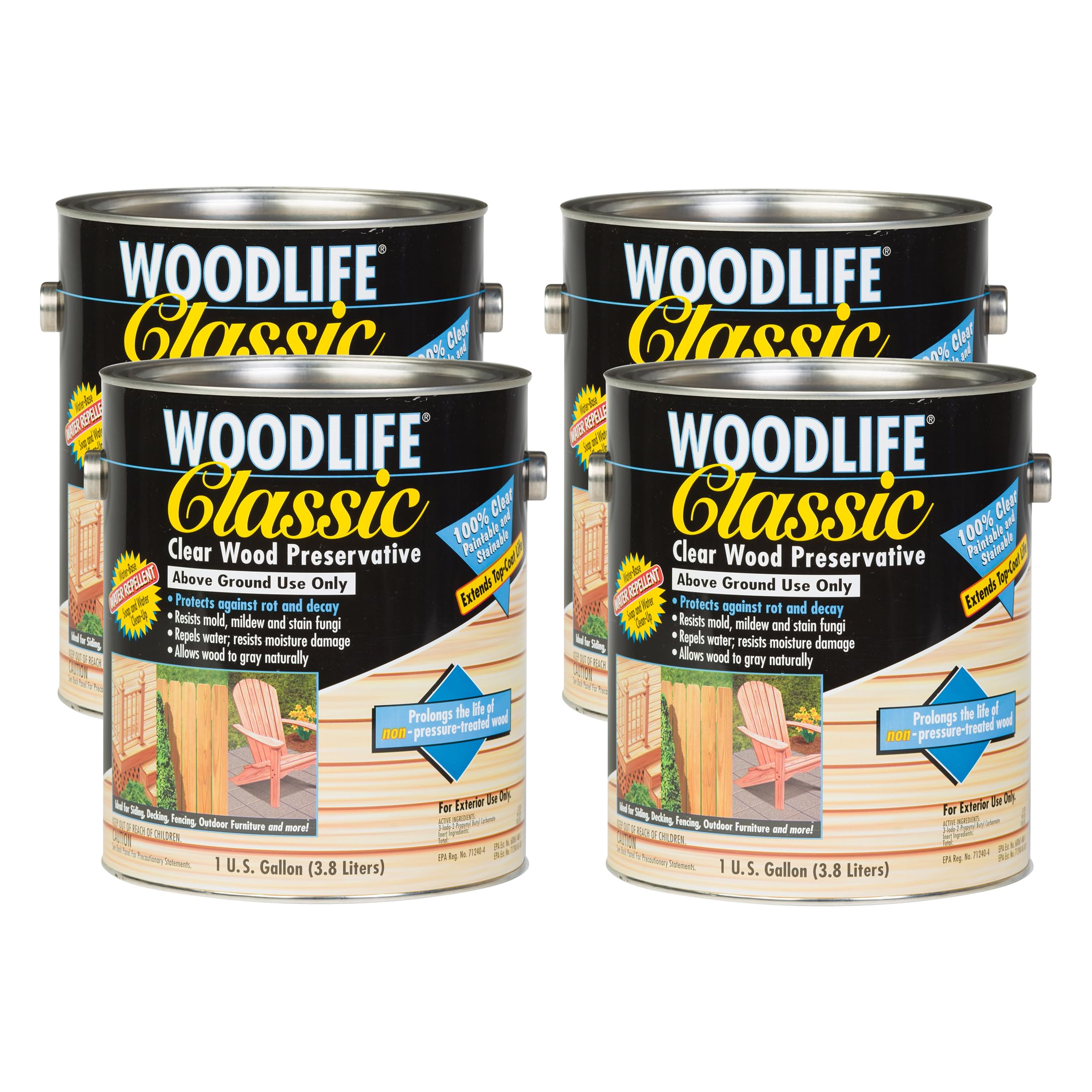 WOODLIFE 903-4PK Classic Above Ground Clear Wood Preservative, Gallon, Clear, 4 Pack