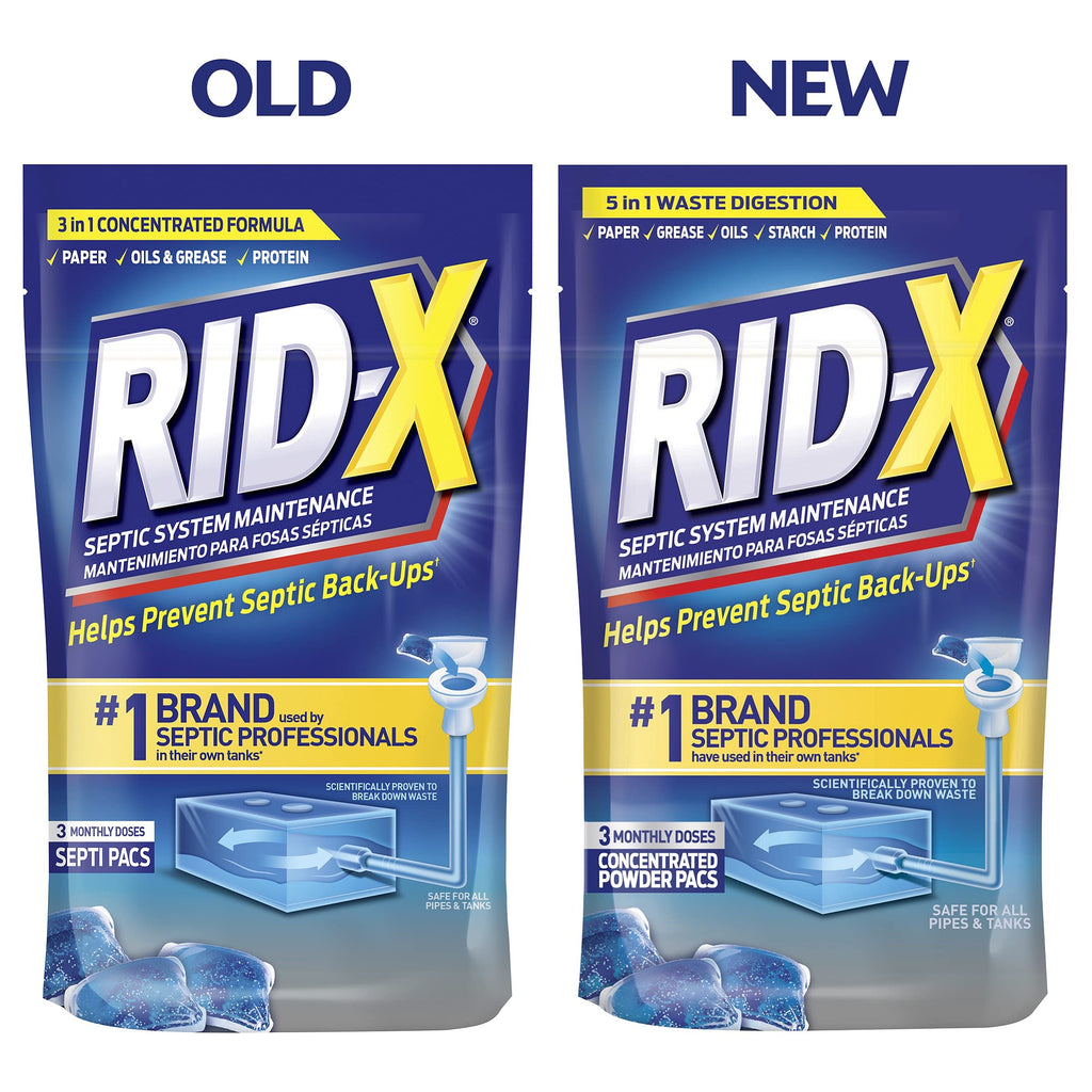 Rid-X Septic Tank Treatment Enzymes,3 Month Supply Septi-Pacs,3.2oz,(Pack of 2)