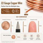 Therwen 100ft 22 Gauge Copper Wire for Gardening, Electroculture, Bonsai, Jewelry Making Beading DIY Craft Pure Bare Copper Wire Spool