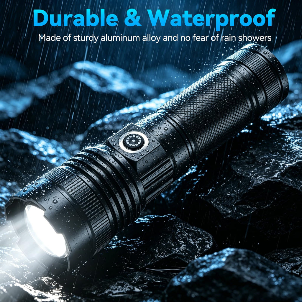 BESTSUN Rechargeable Flashlights 1000 High Lumens 2 Pack, Super Bright Tactical Flashlight 3 Modes with Power Display, Waterproof Zoomable LED Flash Light for Home Emergencies Camping Hiking