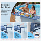 Poolside Bar, 44"×12" Poolside Bar Table with Adjustable Support Bracket Fits Above-ground Pools, Swim Up Bars Capacity Up to 110lbs, Patio Poolside Table Smart Fold ＆Weather Resistant Stable Tabletop