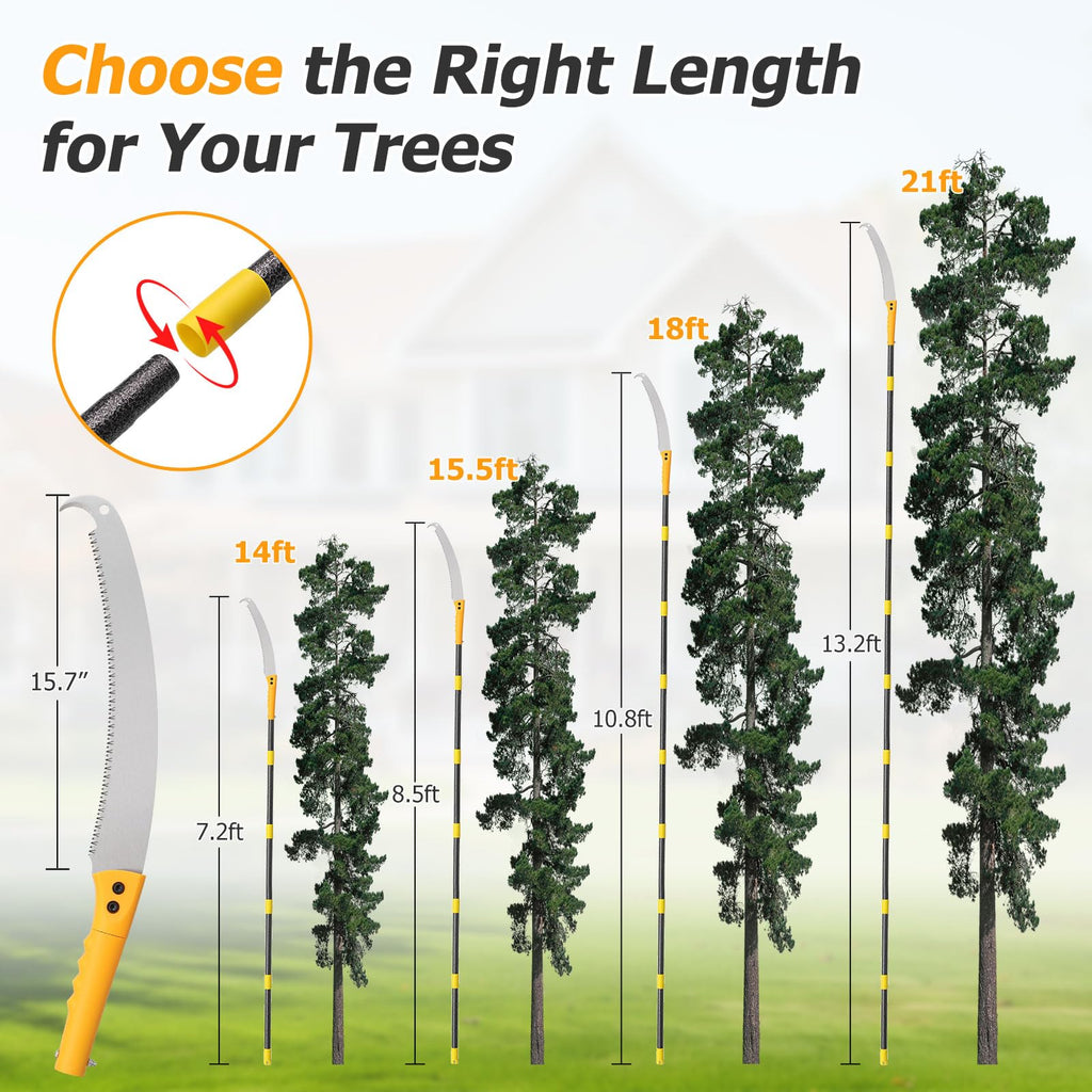 Pole Saw For Tree Trimming,2-In-1 Manual Handheld Pole Pruning Saw, 10.8 FT Long Tree Trimmer With 15.7" Triple-Ground Sharp Blade Cutter For Branches,Orchard, Palm Trees, Shrubs,Limbs