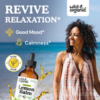 Wild & Organic Lemon Balm Tincture - Mood Support Supplement - Melissa Lemon Balm Leaf Extract Drops - Vegan, Sugar & Alcohol-Free Calming Supplement - 4 fl oz