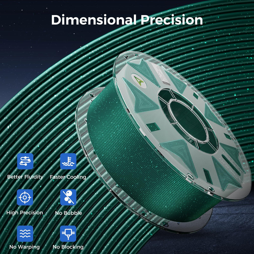 Creality RFID Hyper PLA Filament, 3D Printer Filament: with High Speed Printing 30-600mm/s, Spool Support CFS 1.75 mm,1kg(2.2 lbs) Hyper PLA for Most 3D Printer and K2 Plus Combo,Starry Green
