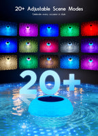 Brightown Floating Pool Lights Solar Powered 2 Pack, RGBWW Solar Pool Lights Chlorine Tablet Floater with 20+ Light Effects, Remote Control, IP68 Waterproof Pools Light for Pools, Hot Tubs, Party