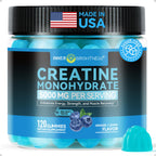 Creatine Gummies for Women & Men - 5000mg Pure Creatine Monohydrate Chewables - Sugar Free Pre Workout Gummies for Muscle Growth & Recovery - Vegan, Blueberry, 120 Count (30 Servings)