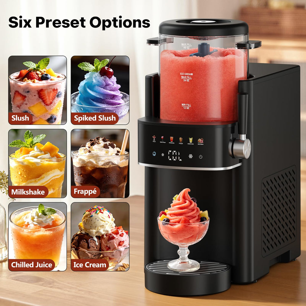 Ranvaira Slushie Machine for Home, Ice Cream Maker, 40OZ Capacity, Silver