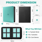 Toploader Binder, Holds 160 Toploaders, 100 Toploaders Included, 4-Pocket PU Cover Top Loader Binder for 3" x 4" Rigid Toploaders, Ringless Double-Sided Toploader Card Binder for TCG, Sport Cards
