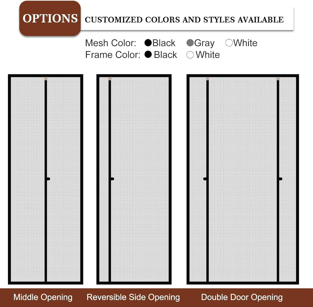 Yotache Custom Magnetic Screen Door, Reinforced Polyester Mesh with Full Frame Hook&Loop Strip for Patio, Balcony, Front Door