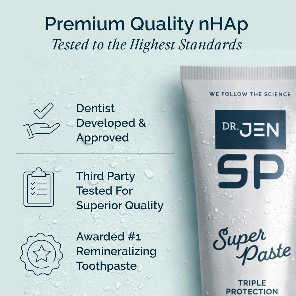 Dr. Jen Super Paste Toothpaste with 10% Premium Nano Hydroxyapatite, Fluoride, Xylitol & Glycerin for Daily Oral Care, Designed for Sensitive Teeth, Vegan, Travel Essentials, Cool Mint Flavor, 1 Pack