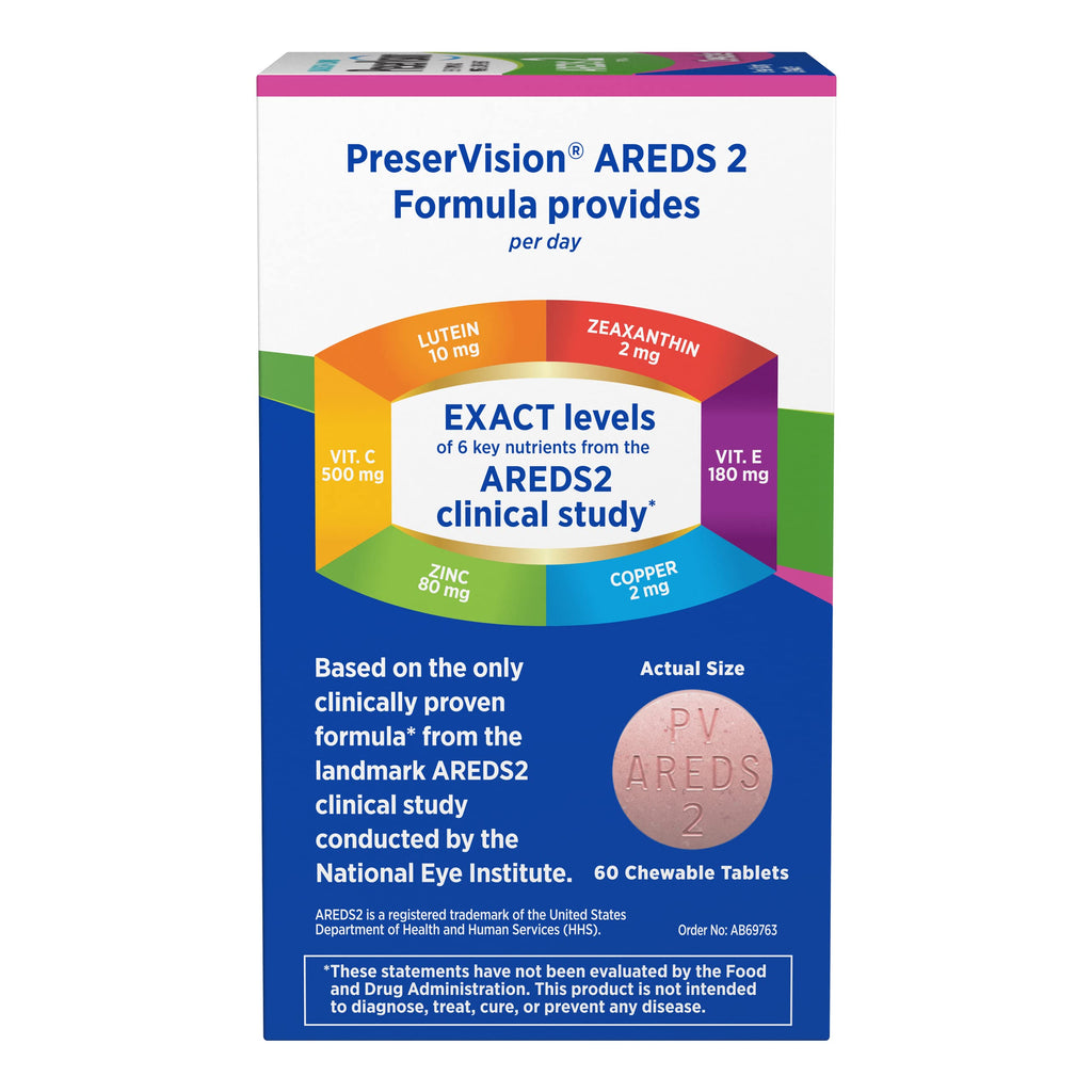 PreserVision AREDS 2 Eye Vitamins, #1 Eye Doctor Recommended Brand, Chewable Lutein and Zeaxanthin Supplement with Vitamin C, Vitamin E,Zinc, and Copper, Mixed Berry, 60 Tablets