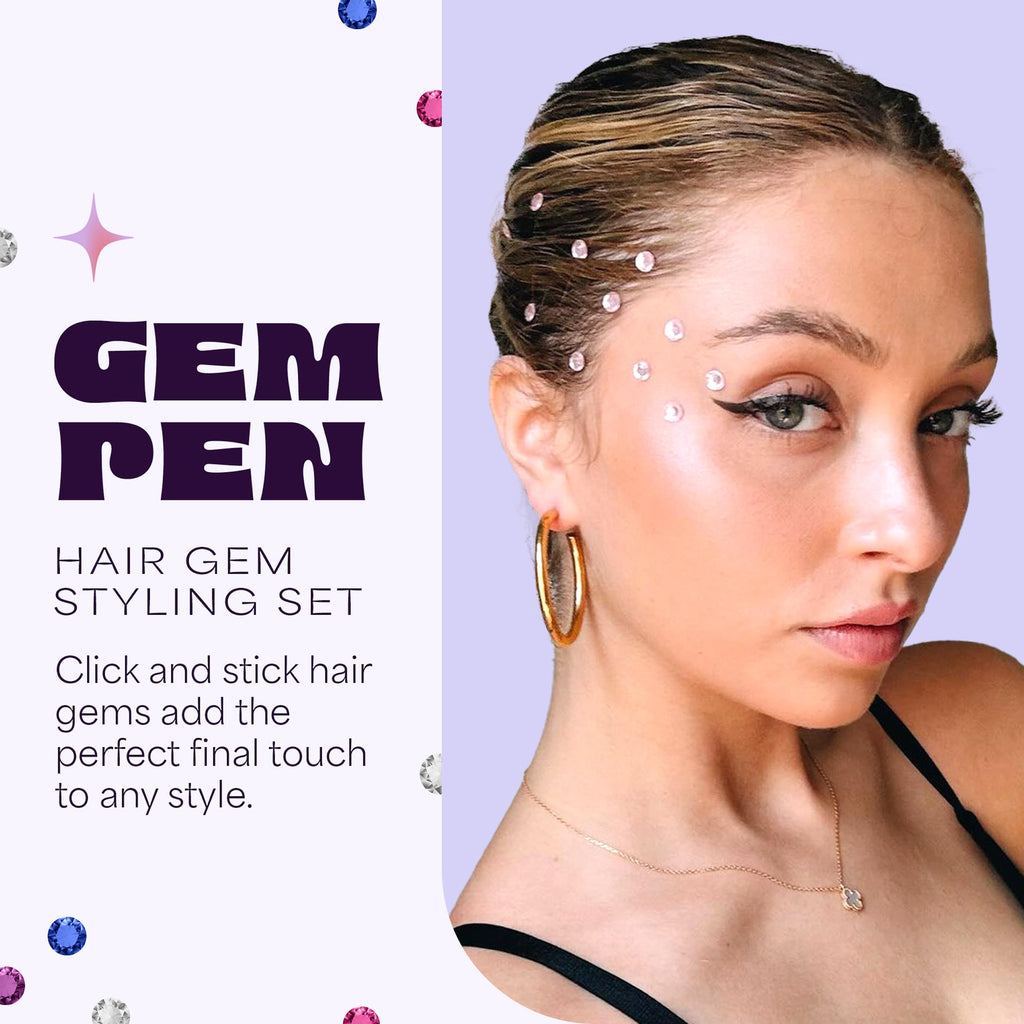 Hally Hair Gem Pen Kit with 240 Stick-On Hair Gems and Stamper Tool