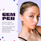Hally Hair Gem Pen Kit with 240 Stick-On Hair Gems and Stamper Tool