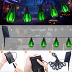 Solar String Lights for Outside, 21Ft Solar Patio Lights with 10 Flickering Flame Light Bulbs, Waterproof Green Solar Powered Outdoor Lights for Garden Yard Patio Gazebo Bistro Cafe Porch Party Decor