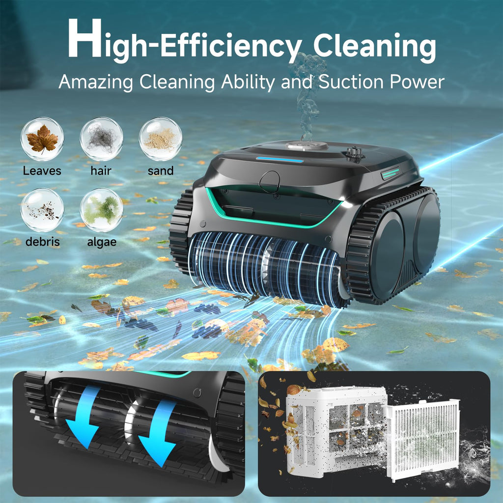 (2026 Upgraded) WYBOT C2 Cordless Robotic Pool Cleaner, Dual Filtration, Wall Climbing & Waterline Cleaning, App Scheduling, Smart Navigation, Pool Vacuum for Inground/Above Ground Pools-2152 Sq.ft