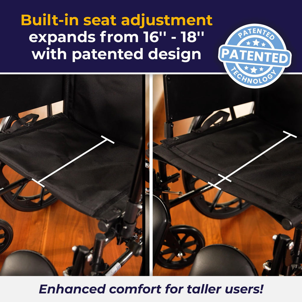 Drive Medical K318DFA-ELR Cruiser III Lightweight Folding Wheelchair with Flip Back Detachable Full Arms and Elevating Leg Rest (Black, 18 Inch, 39lbs)