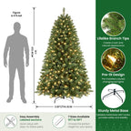 SHareconn 7ft Prelit Artificial Classic Spruce Christmas Tree