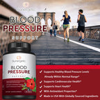 Sunergetic Premium Blood Pressure Support Supplement for Cardiovascular & Heart Health with Garlic, Hawthorn & Hibiscus (180 Capsules)