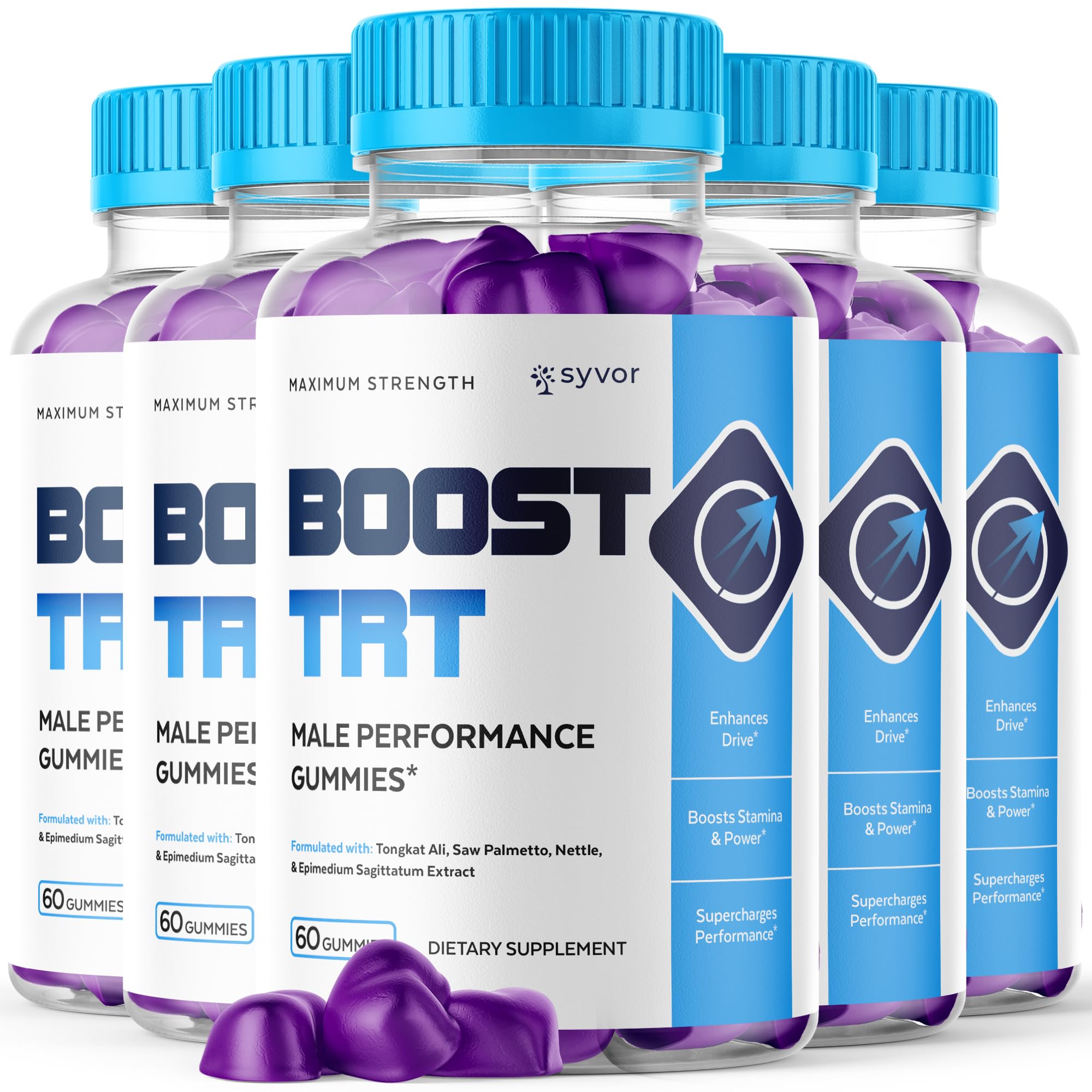 (5 Pack) Boost TRT Gummies for Men, Official Boost TRT Male Performance Gummys with Natural Ingredients, Advanced BoostTRT Men's Gummy Supplement with Maximum Strength Premium Vitamins (300 Gummies)