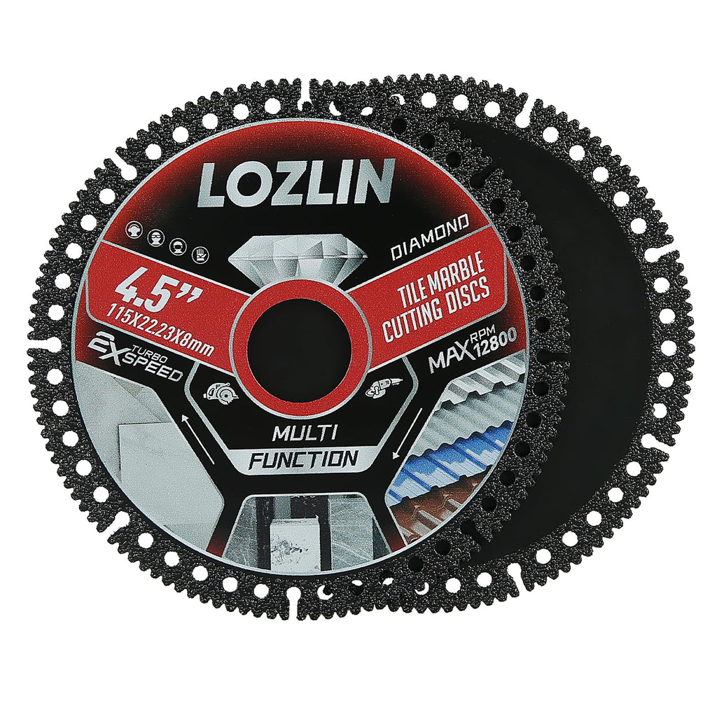 LOZLIN Diamond Blades 3PCS 4.5" Diamond Blade for Tile Cutting - No Chipping Ultra-Thin Dry Cut Blade - Fits Angle Grinder for Marble, Ceramic, Porcelain Tile (Diamond grit 60–70)