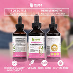 Maxx Herb Valerian Root Extract - Max Strength, Liquid Valerian Root Absorbs Better Than Capsules, for Relaxation and Restful Sleep, Alcohol-Free - 4 Bottles, 4 Oz Each (240 Servings)