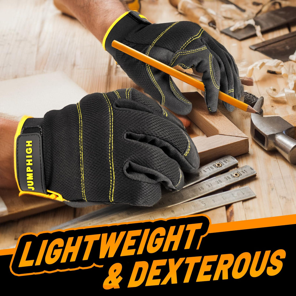 JUMPHIGH Work Gloves Women 2 Pairs, UltraLight Gardening Gloves, MultiFunctional Utility Gloves for Yard, Houseworking, Warehouse, Touchscreen, Flex Grip, Machine Washable (S)