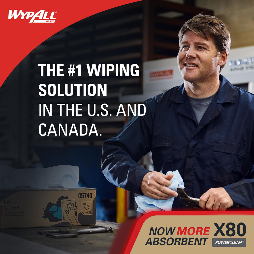WypAll PowerClean X80 Heavy Duty Cloths, Brag Box, 152 Towels (41044)
