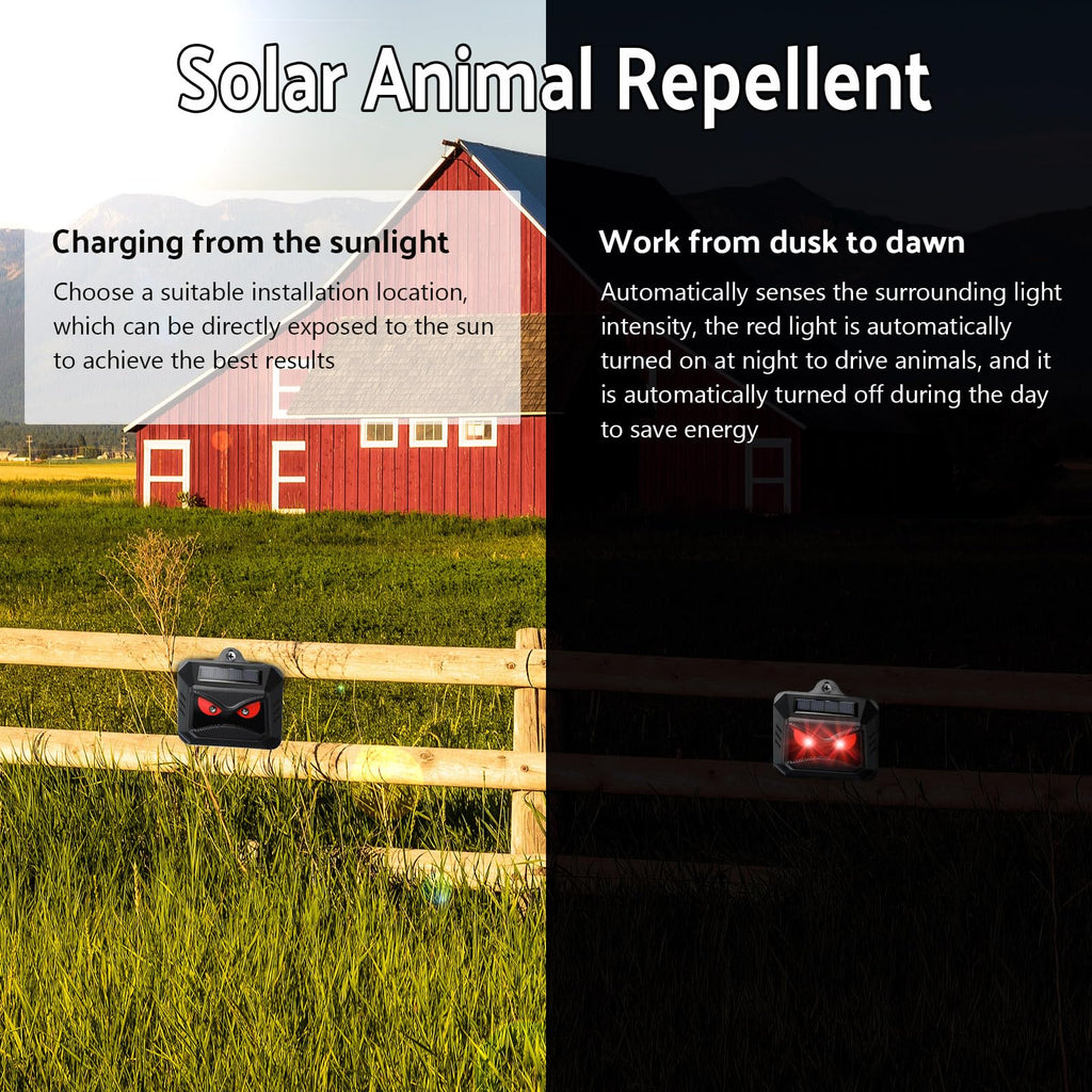 Kittmip Solar Control Light Nocturnal Animal Repeller Outdoor Deterrent Devices Light Sensor Animal Repellent for Skunk Deer Coyote Fox Raccoon Cat Garden Yard Farm Chicken Coop (12, Black)