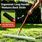 KYLIN 36 Inch / 36 Tines Aluminum Landscape Rake with 66 Inch Extra-Long Handle, Versatile Rake for Lawn Care,Loosening Soil, Weeding, Leveling Gravel, Beach Sand - Lighweight & Rust Proof