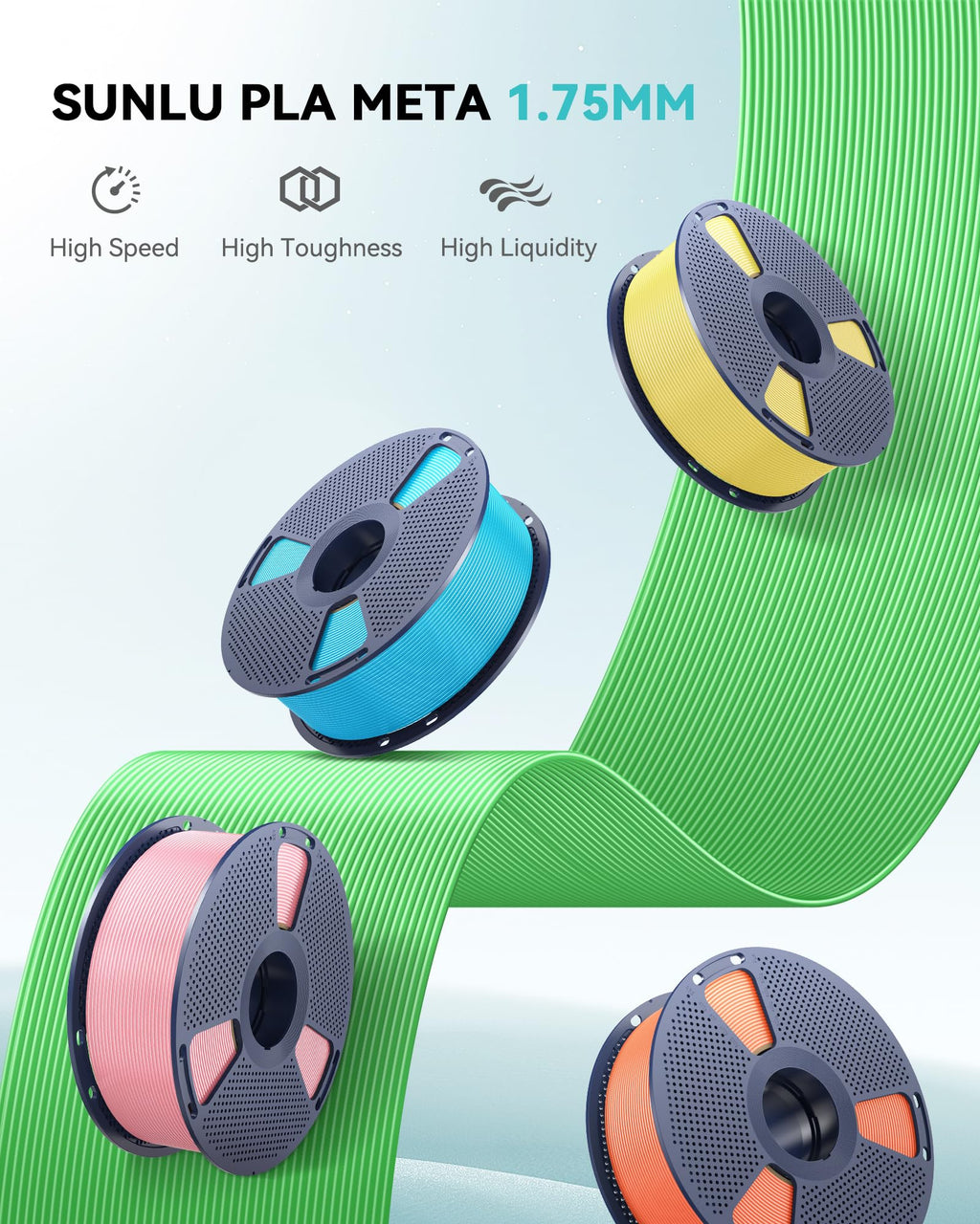 SUNLU High Speed PLA Filament 1.75mm, 4x1KG Meta Bundle