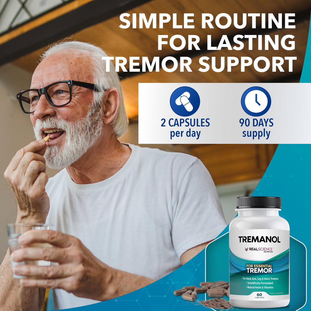 Tremanol Natural Aid Herbal Supplement – Includes Vitamin B2 & B12, Passionflower & Skullcap – 60 Caps (Pack of 3) – Made in USA